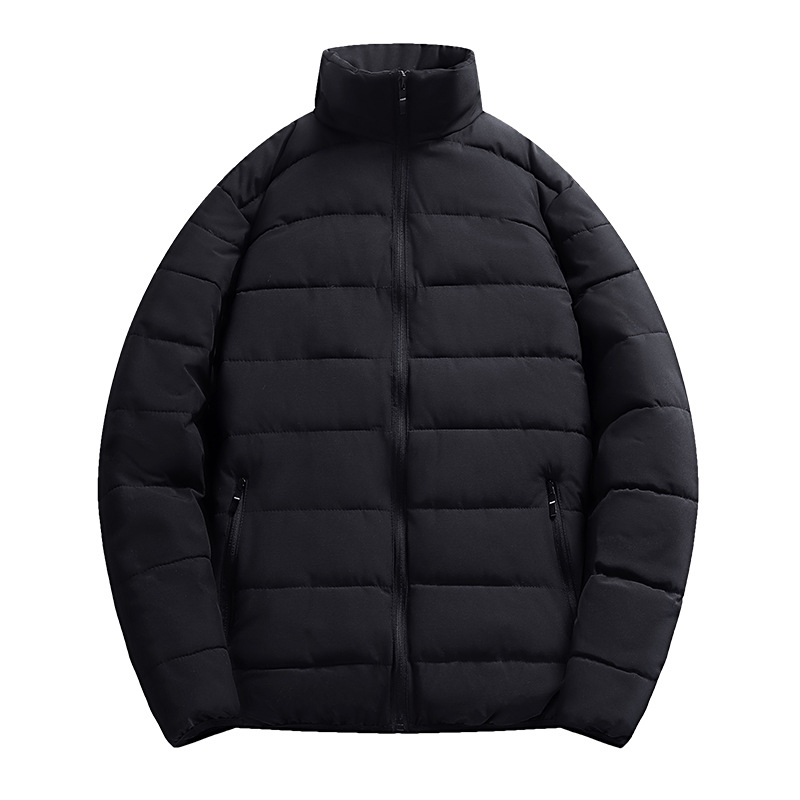 Cross-border foreign trade Men's stand collar casual cotton-padded coat winter New plus size loose zipper contrast color fashion cotton-padded coat