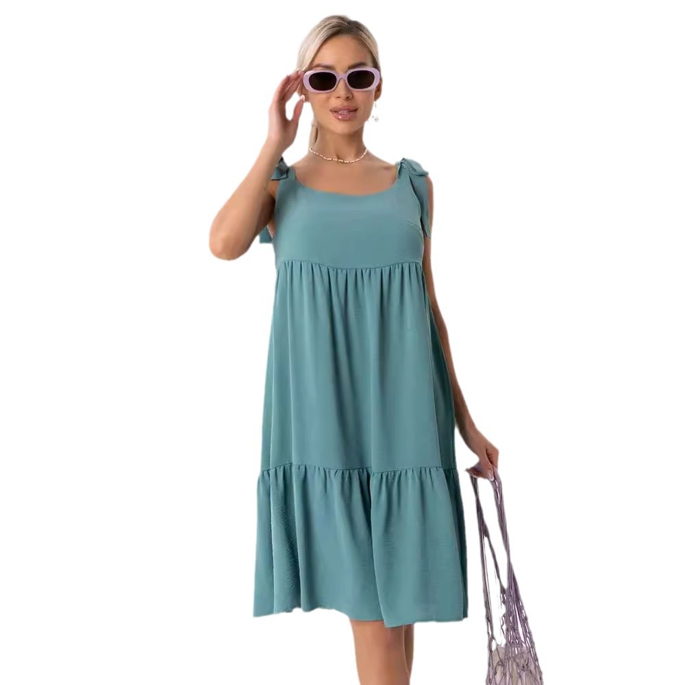 2024 New Cross-border Wish Amazon AliExpress Explosions Women's Sleeveless U-collar Stitching Long Dress