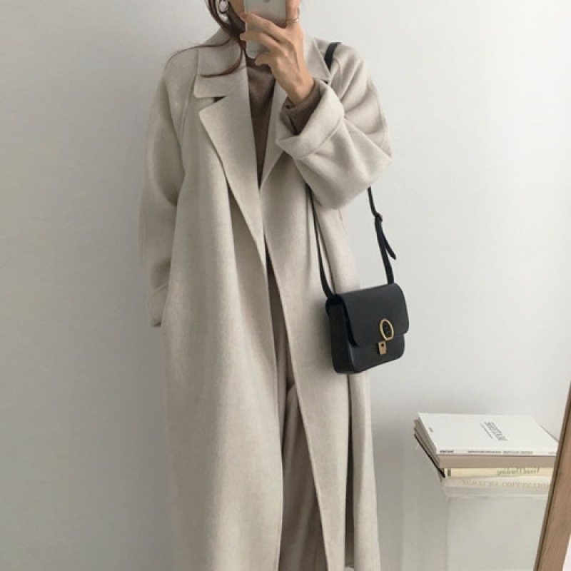 Cappotto di lana in stile coreano da donna, autunno e inverno, nuovo stile, piccolo, medio e lungo, cappotto di lana francese_voghion.com