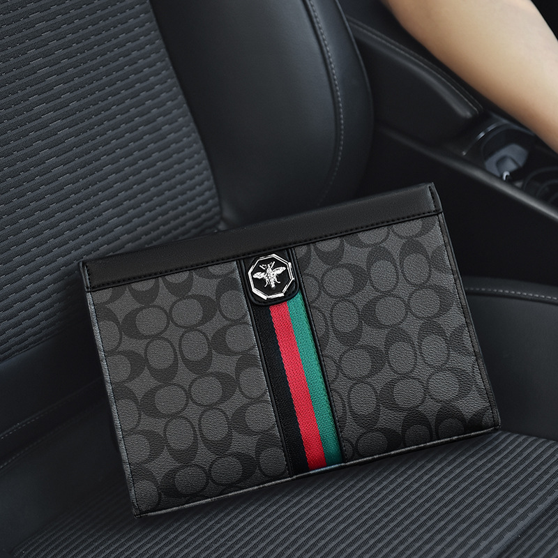 ChuongKaiye New Clutch Bag Men's Business Fashion Genuine Leather Clutch Bag Casual Handbag Light Luxury Trendy Clamp Bag