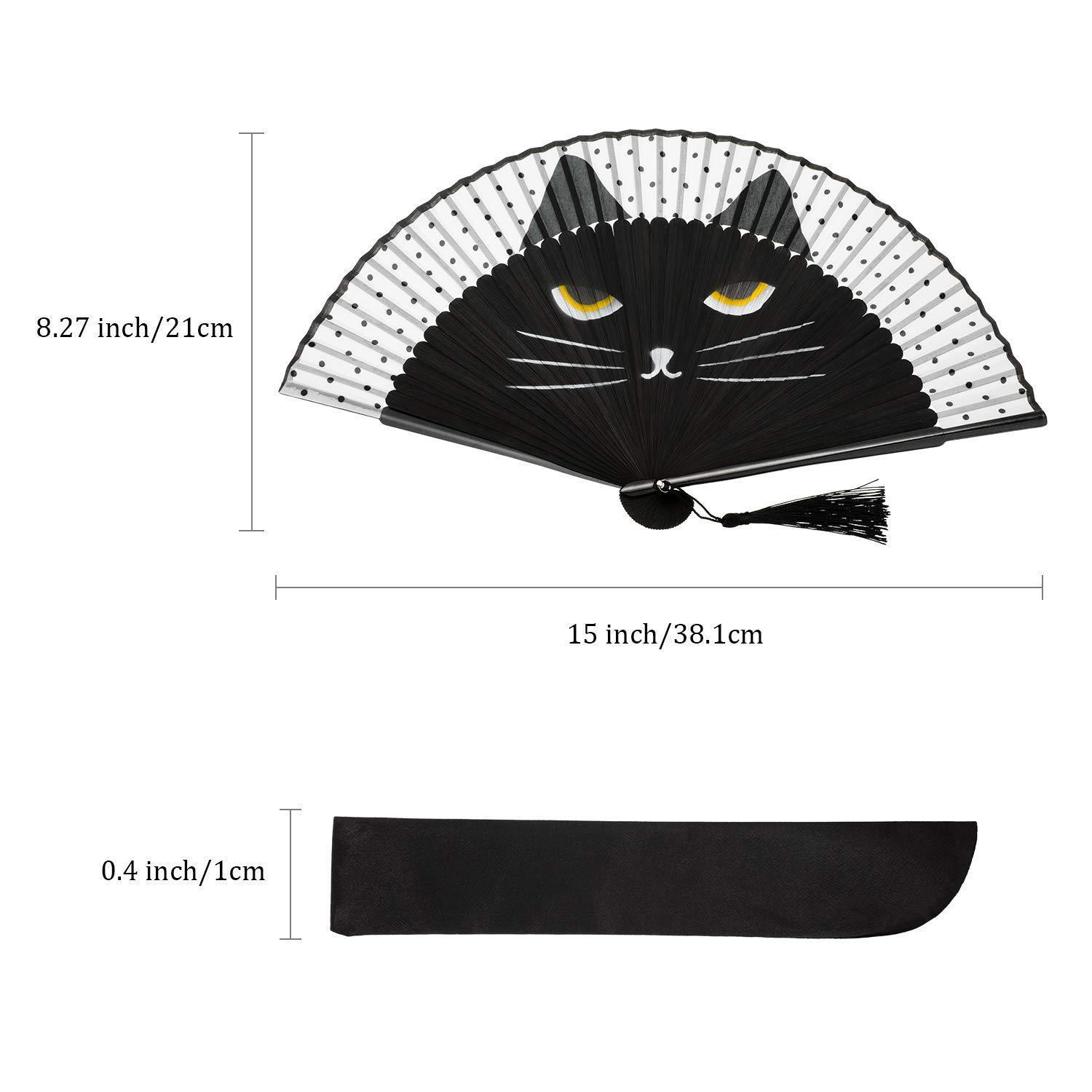 Spot paint fan bone spray painted cat folding fan Japanese style and wind cartoon cat set folding fan can be matched