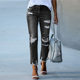Factory direct 2023 new washed worn tassel ladies jeans Europe and the United States slim stretch leggings wholesale