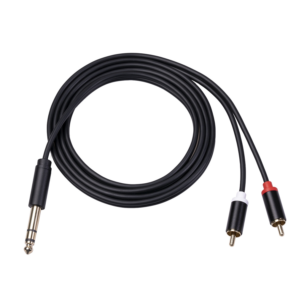 All-copper high-fidelity 6.35 male to double RCA male audio cable 6.5 to double Lotus 1/2 adapter