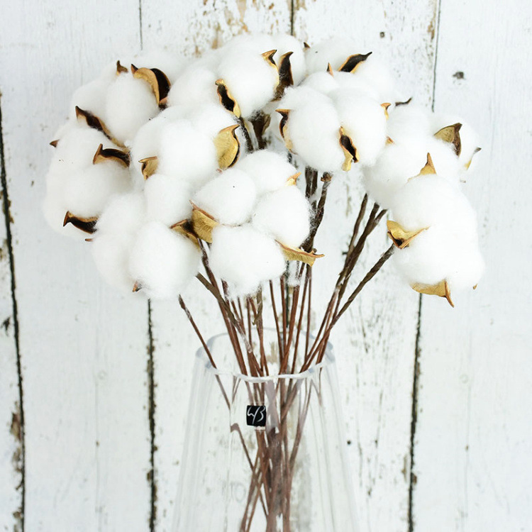 Immortal cotton simulation single kapok bouquet dried flower home decoration photo props Flower arrangement accessories 10 PCs/handle