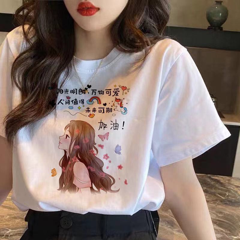 Casual Short-sleeved T-shirt Women's Korean-style 2023 Spring and Summer Loose Base Shirt Women's Top Large Size Fashionable T-shirt for Students