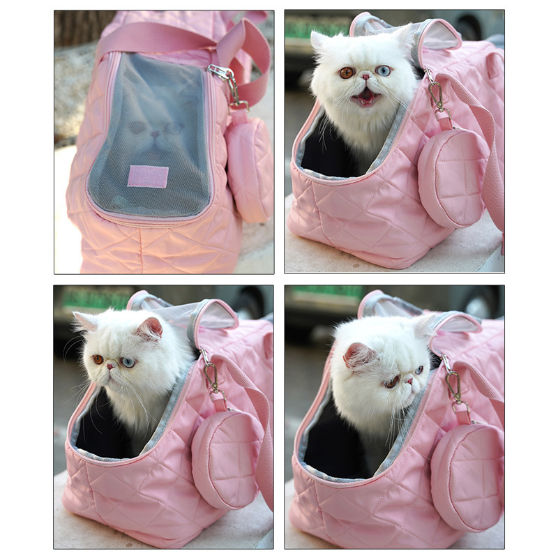 New portable one-shoulder pet bag breathable large capacity outdoor portable crossbody bag foldable dog bag cat bag
