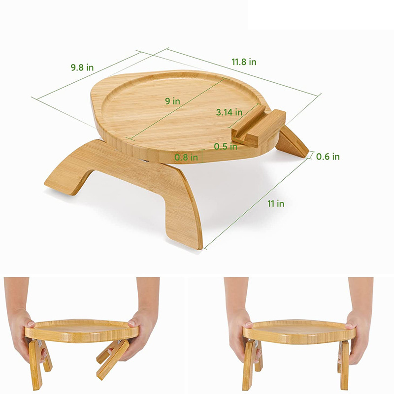 Lazy sofa armrest tray with rotating mobile phone platform bracket fruit snack tray breakfast plate rotating bracket