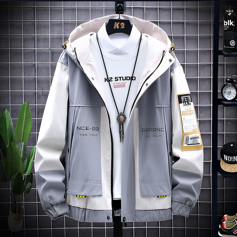 Extra Large Size Men's Workwear Hooded Men's Spring and Autumn New Fashionable Fat Casual Large Men's Coat