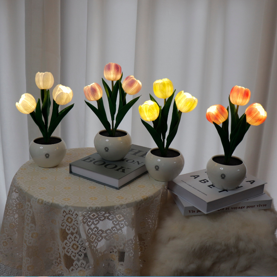 New led Tulip night light dormitory bedside decoration sleep light simulation flower atmosphere light 520 gift