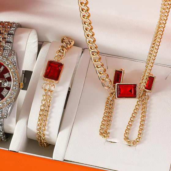 Simple Jewelry Fashion Joker Necklace Bracelet Ring Earrings suit Watch Accessories