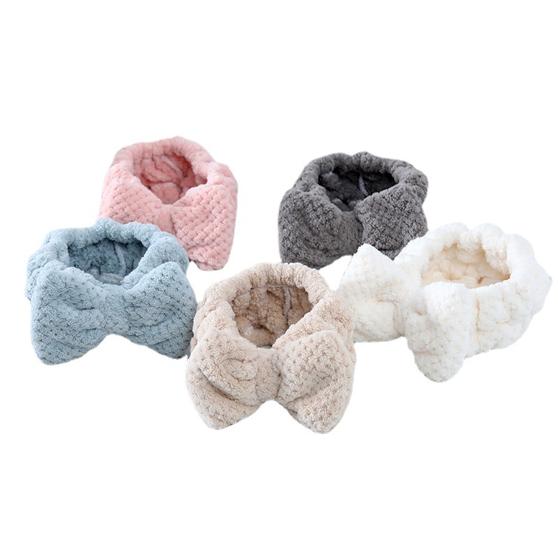 Korean Amazon Coral Fleece Girl Hair Band Accessories Cute Plush Girl Makeup Gift Bow Hair Band