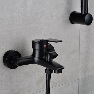 Black shower faucet copper mixed water valve cold and hot mixed bath triple shower bath bathtub bathroom faucet