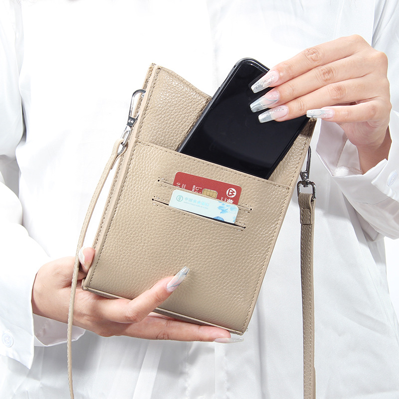 Japanese-style genuine leather mobile phone bag crossbody mobile phone bag foreign trade new simple niche high Sense single shoulder mobile phone bag for women
