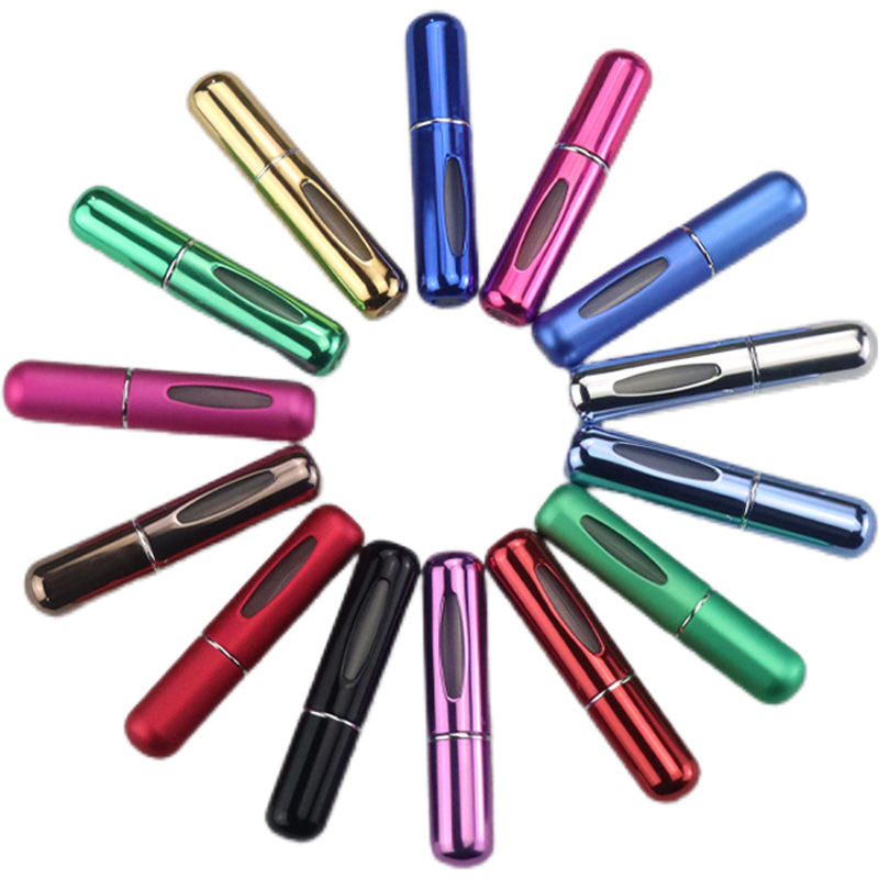 Perfume bottle 5ml bottom filling perfume sub-bottle pressing spray aluminum bottle recyclable portable travel cosmetic bottle