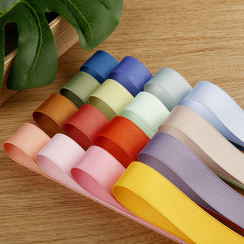 Korean Double-sided Polyester Cotton Ribbon Handmade Hair Accessories Bow Flower Gift Ribbon Bright Cotton Ribbon