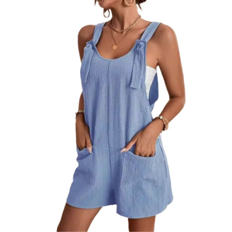 Cross-border 2024 European and American Women's Clothing Amazon Summer Casual Fashion Suspender Shorts Jumpsuit Women