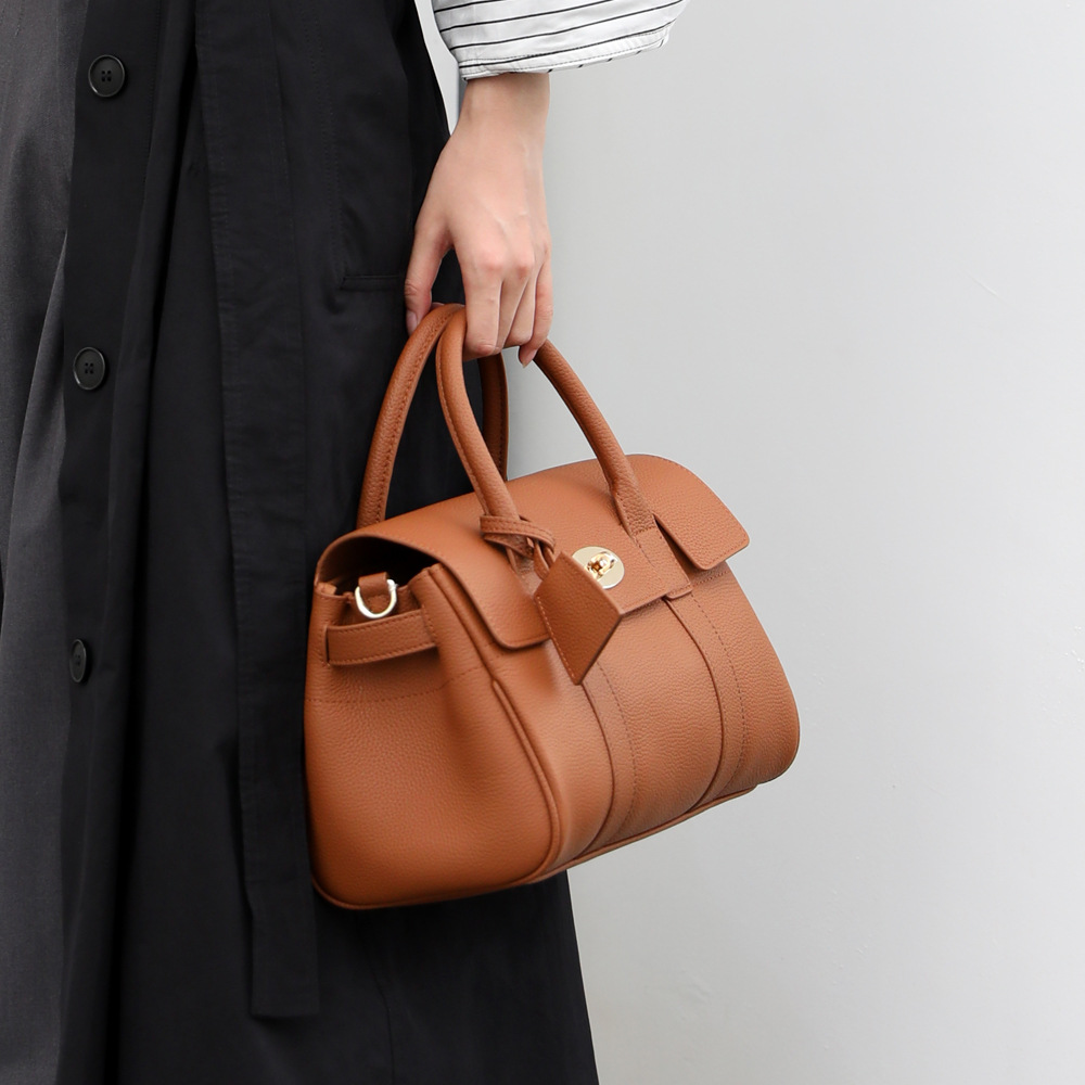 All-Match High-End Retro Top-Layer Cowhide Simple Briefcase Large Capacity Commuter Handbag for Women