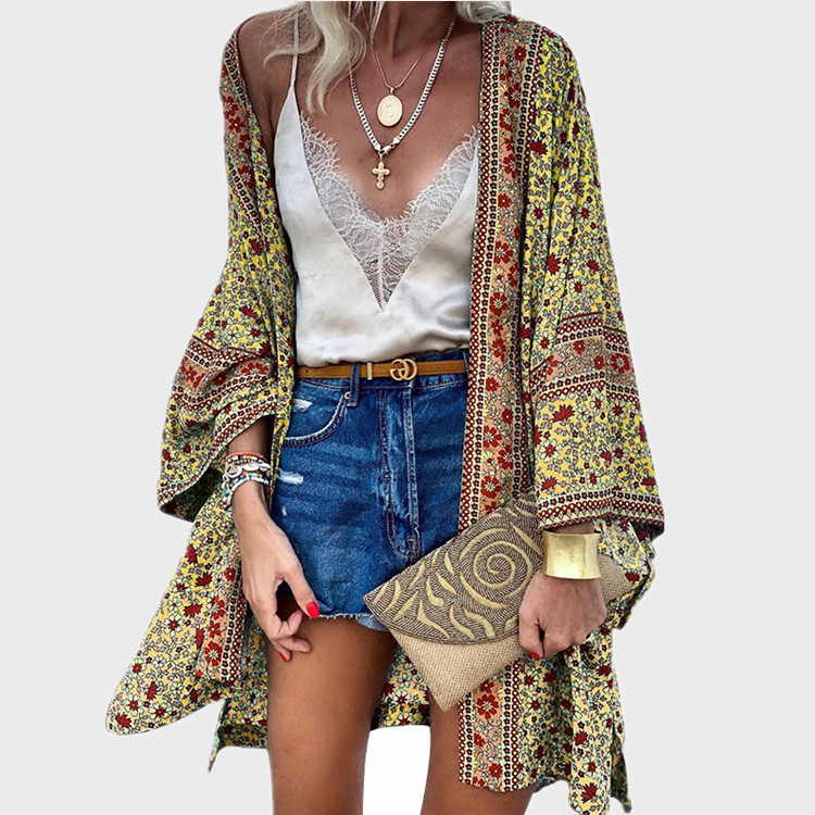 2025 Cross-border European and American Women's Clothing Spring and Summer New Four-sided Elastic Casual V-neck Printed Pleated Women's dress