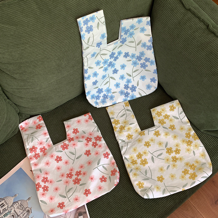 Summer Japanese style coin purse wrist bag vintage floral small fresh walking bag elegant flower ins same style