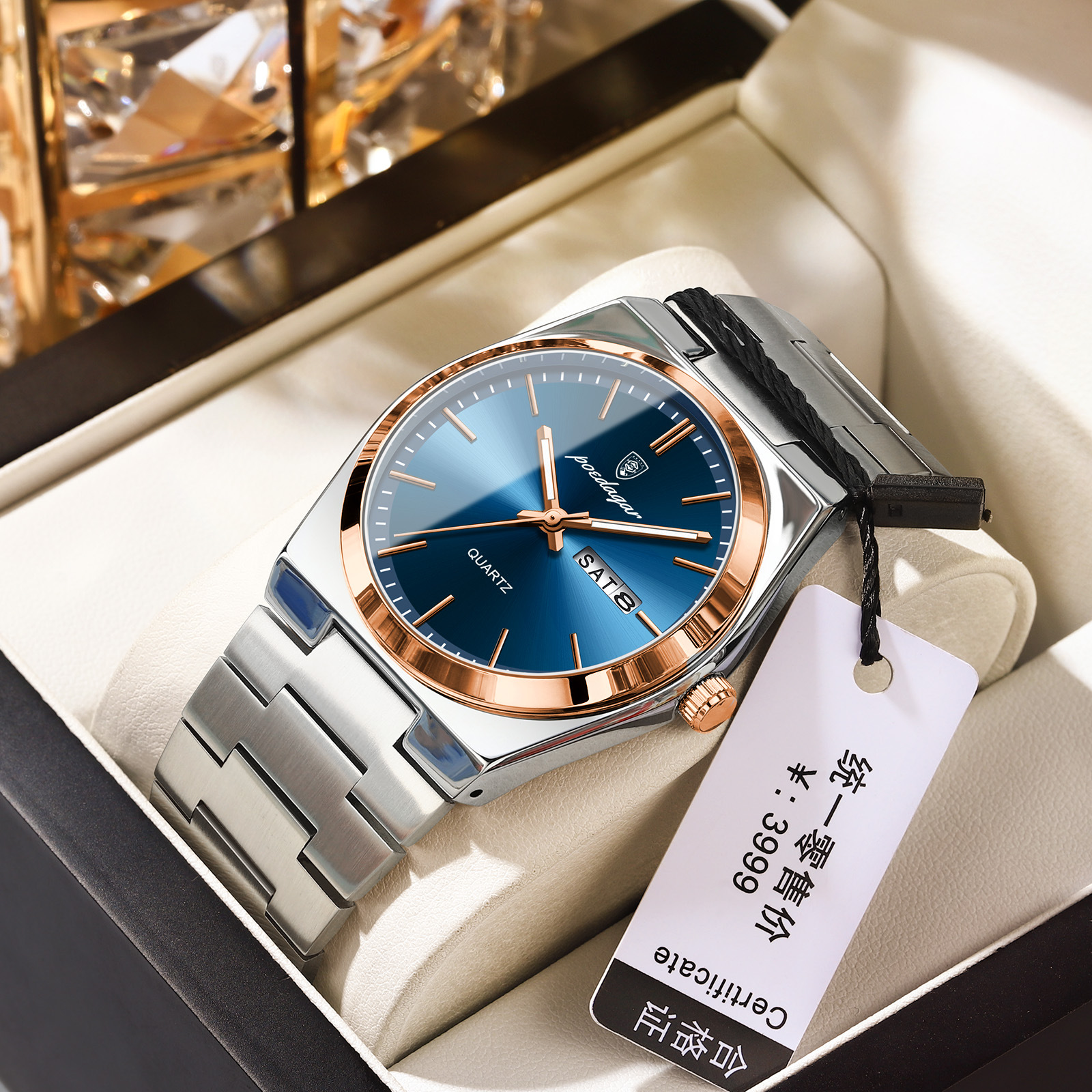 P930 rose gold blue surface steel belt