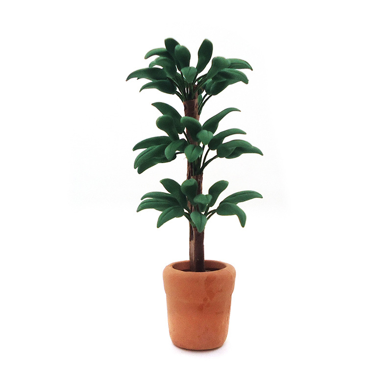 1:12 dollhouse accessories dollhouse mini clay flower indoor plant brazilwood green plant pot model