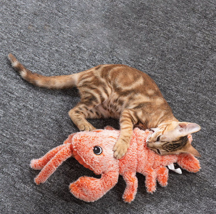 Gravity Jumping Shrimp Crazy Lobster Electric Shrimp Crazy lobster USB Plush Cat Toy