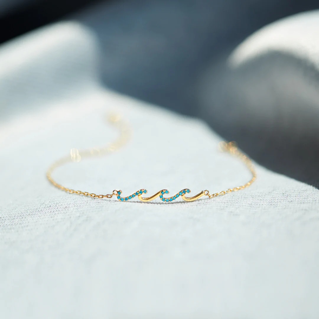 STORYJEWELLERY Wave Bracelet, Birthday Gifts For Women, 30th, 40th, 50th, 60th, 70th Women Birthday Gift Ideas, Happy Birthday Gifts for Friend Sister Mom Mother Coworker, Gifts for Women
