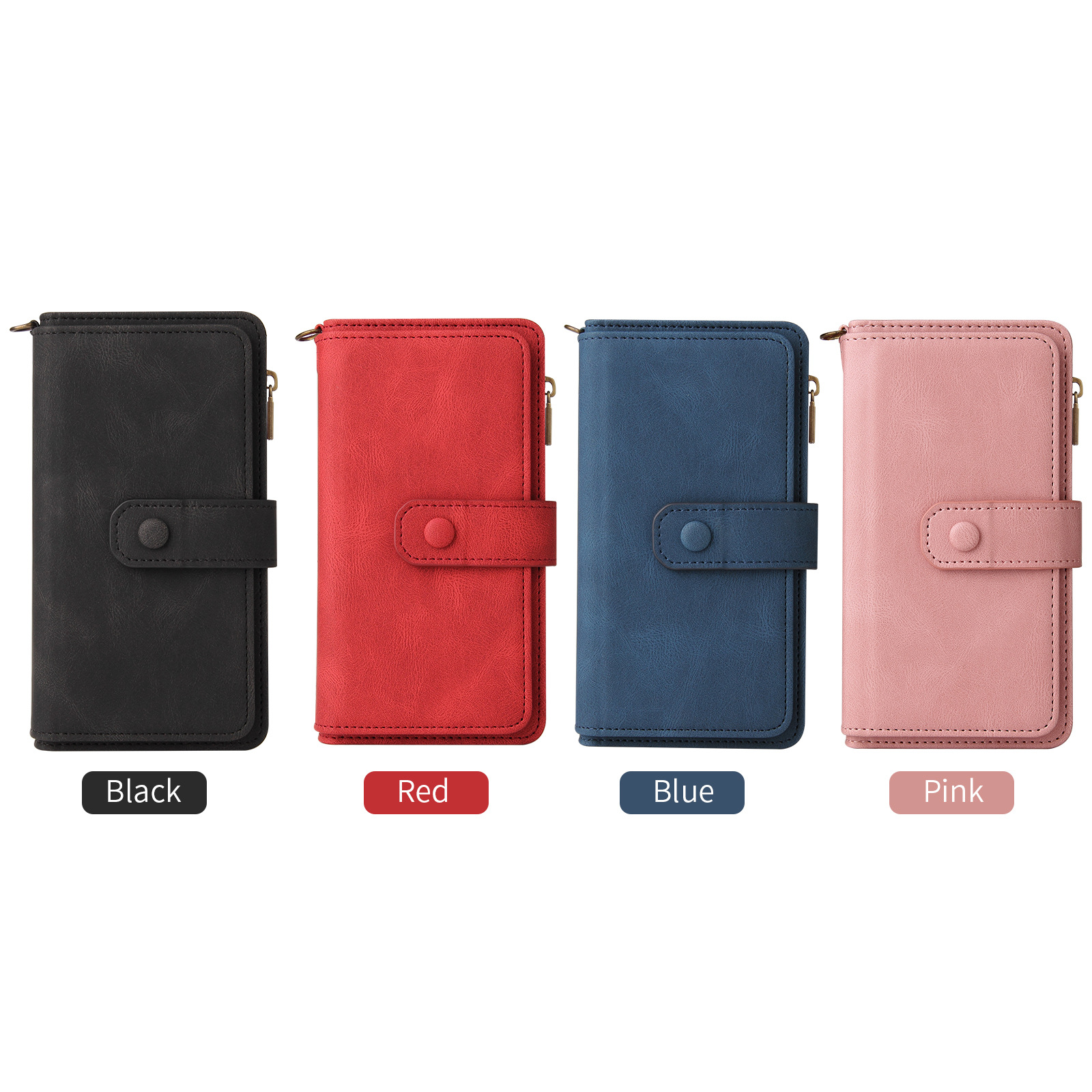 Suitable for Samsung S23ultra zipper 15 card leather case S23plus wallet phone case lanyard S23 skin feeling leather case