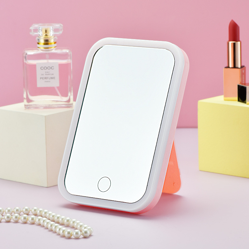 Factory Internet Celebrity LED Makeup Mirror Smart Dressing Mirror with Lamp Female Student Light-filling Mirror Desktop Square Dormitory Mirror