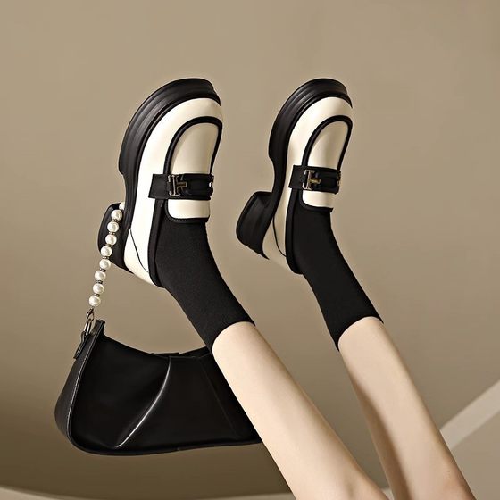 Mary Jane women's shoes 2023 new summer French platform loafers all-match single-layer shoes British style leather shoes
