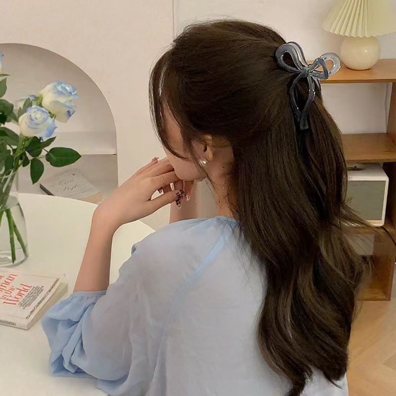 South Korea New elegant transparent small fresh jelly texture acrylic hairpin lady style bow plate hair grip_voghion.com