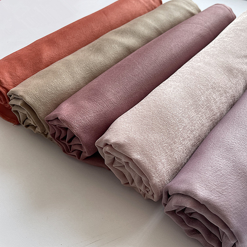 Tencel Velvet Solid Color Scarf - Fashionable Ethnic Style, French Imitation Silk Turban Satin Long Scarf for Women