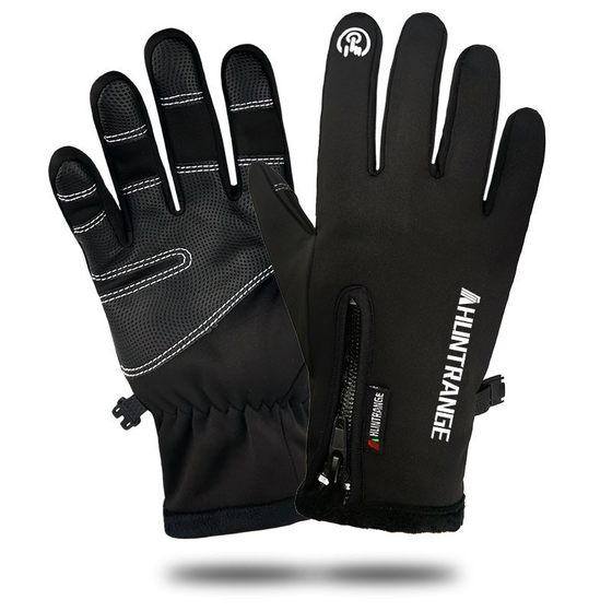 Outdoor winter warm gloves men's anti-splashing anti-slip fleece-lined thickened sports touch screen windproof riding gloves wholesale