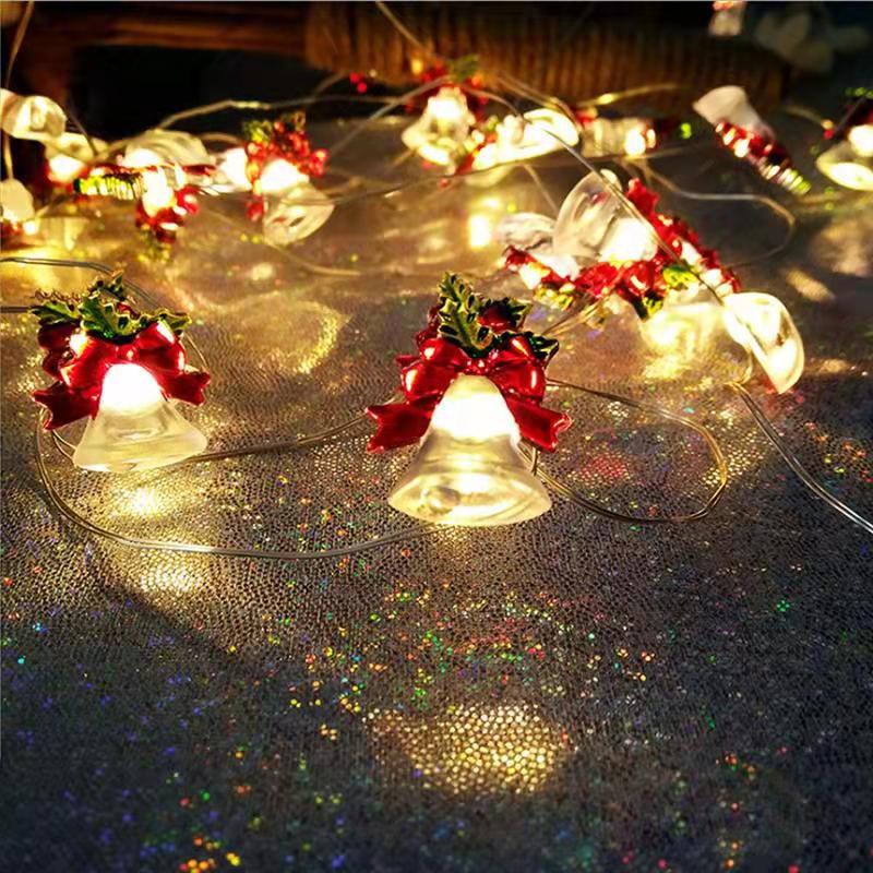 LED New Christmas Tree Light String Santa Claus Crutch Snowman Holiday Battery Box Copper Wire Decorative Color Light String