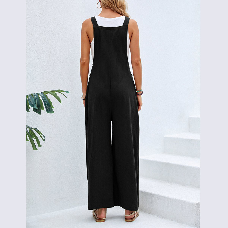2023 Amazon hot selling eBay independent station wish European and American women's clothing popular solid color casual suspender trousers