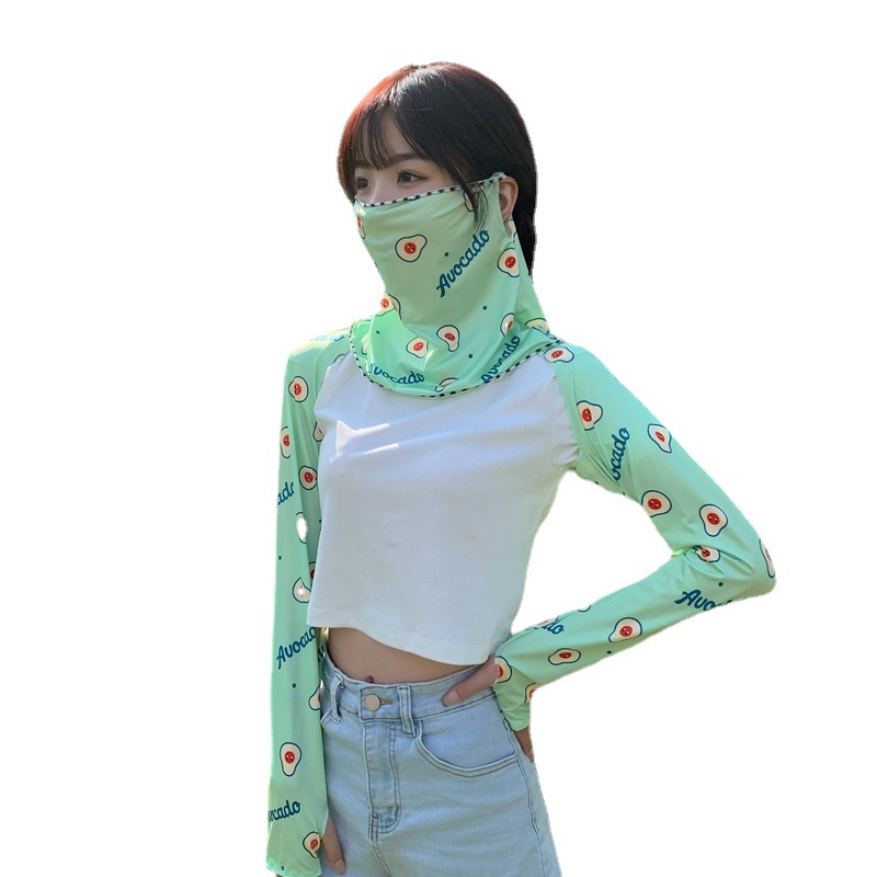 Cycling Ice Silk Sunscreen Shawl Outdoor Summer Women's Mask Integrated Shoulder Sleeve Neck Shade UV Protection Sleeve