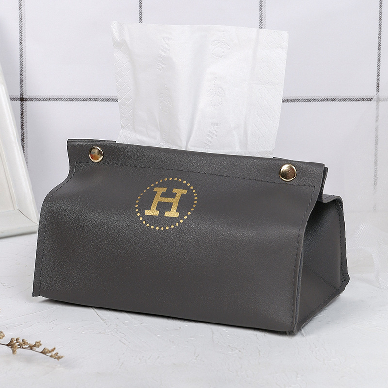 New Nordic Style Hotel Leather Tissue Box ins Style Household Living Room Desktop Storage Car Puff Paper Box