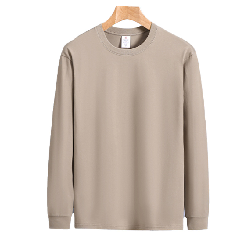Explosions cotton 260g heavy beam solid color long sleeve round neck men's warm bottoming shirt T-shirt shirt bottoming shirt
