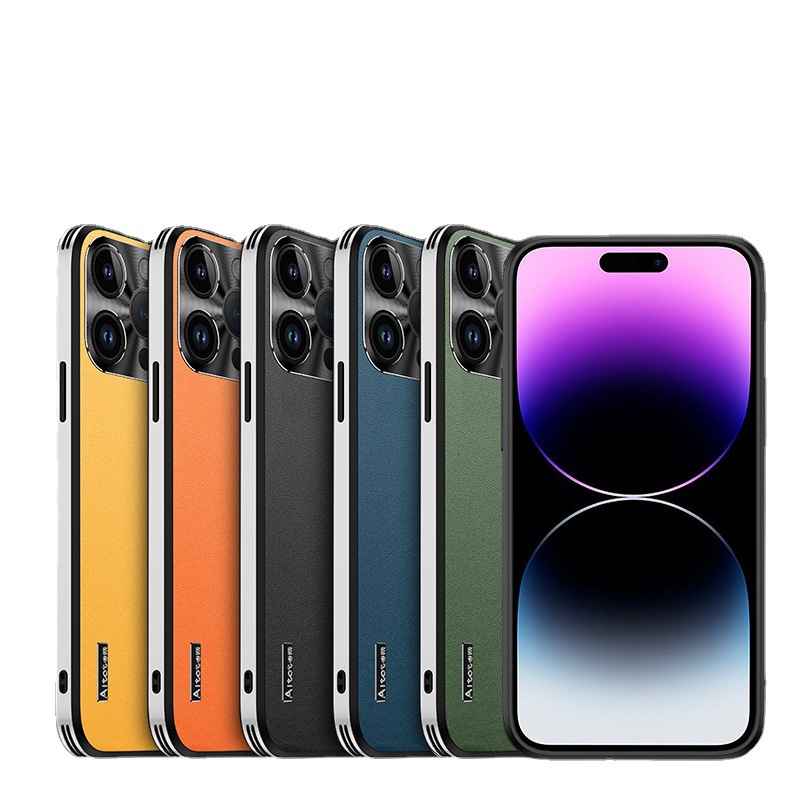 Starlight Leather Case for iPhone16Promax Phone Case for Apple 15/14 Metal Lens Film Protective Case