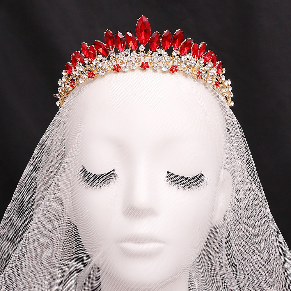 H1411 new European and American alloy color bride Crown wedding dress crown headdress holiday Crystal Crown wholesale