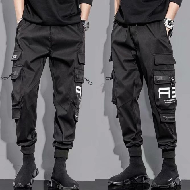Cross-border a generation of autumn and winter overalls pants men's Tide brand Ruffian handsome bundle feet ins Hong Kong wind loose function multi-pocket