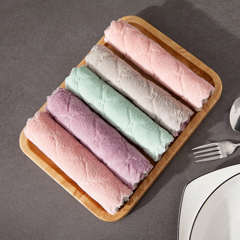 T Thickened Double Color Dishwashing Cloth Water Absorbing Tablecloth Wipe Hand Towel Kitchen Oil-free Hair-free Cleaning Cloth Wash Dishes