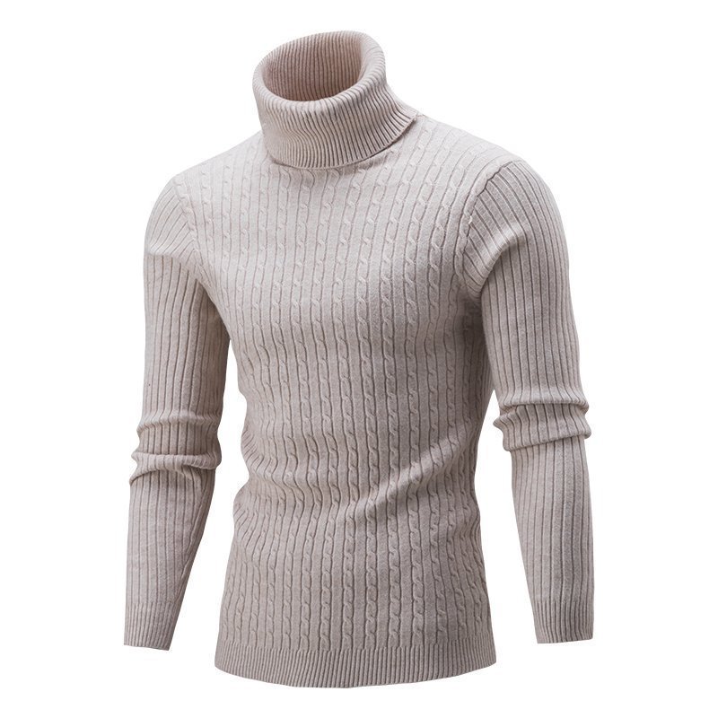 Amazon Turtleneck Turtleneck Sweater Men's European and American Autumn and Winter Slim-Fit Base Shirt Men's Twist Casual Sweater