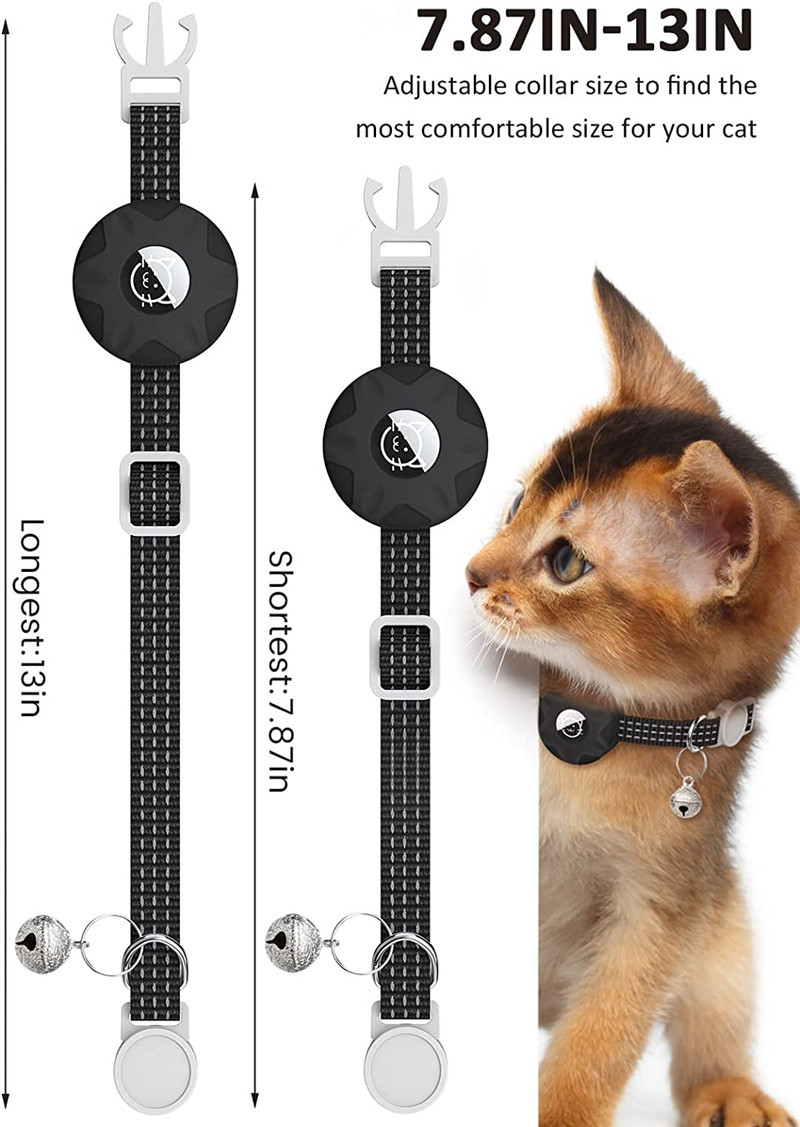 Amazon Apple airtag Cat Collar Positioning Tracker Silicone Case Three Silk Reflective Bag Bell Dog Pet