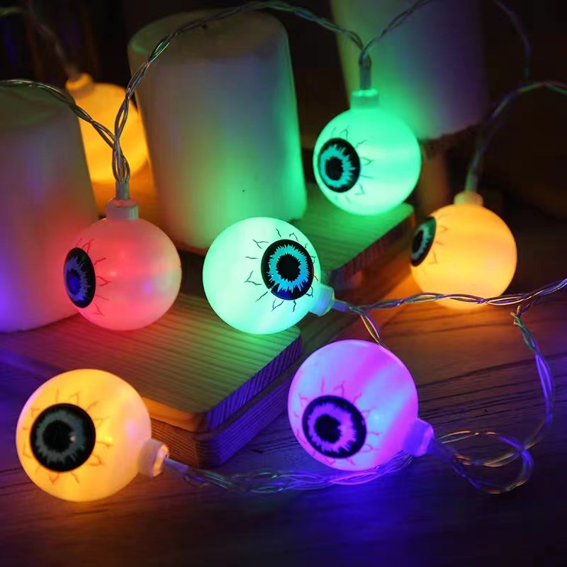 New Halloween light string eyeball ghost luminous string lights LED solar ghost eyes holiday party decoration lights