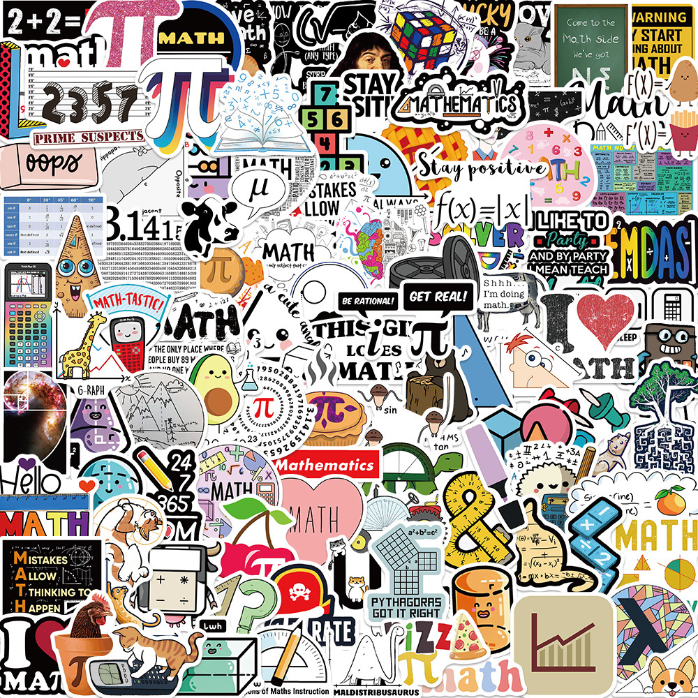 108 cartoon math graffiti stickers decorative guitar notebook luggage DIY waterproof cross-border wholesale