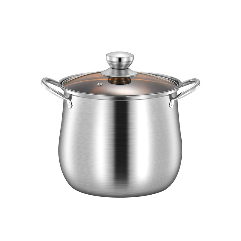 Stainless steel high soup pot thickened thickened thickened drum-type extra high pot anti-overflow pot binaural promotion gift factory direct supply