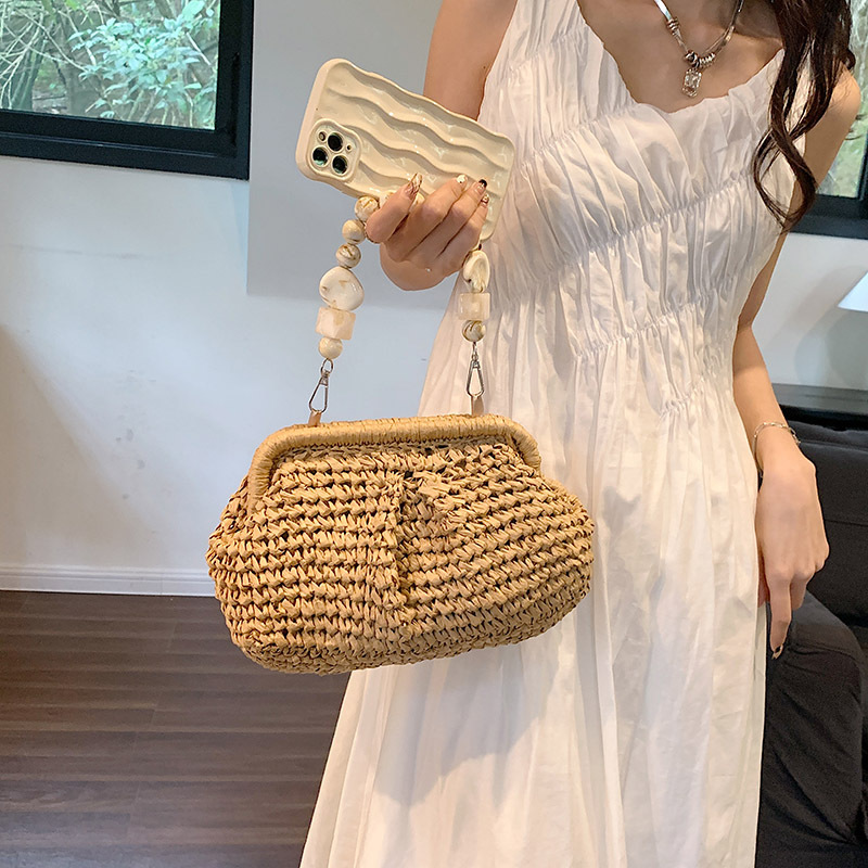 Summer Woven Bag Women's 2023 New Fashion Internet Popular Shell Bag Holiday Beach Bag All-match One-shoulder Underarm Bag