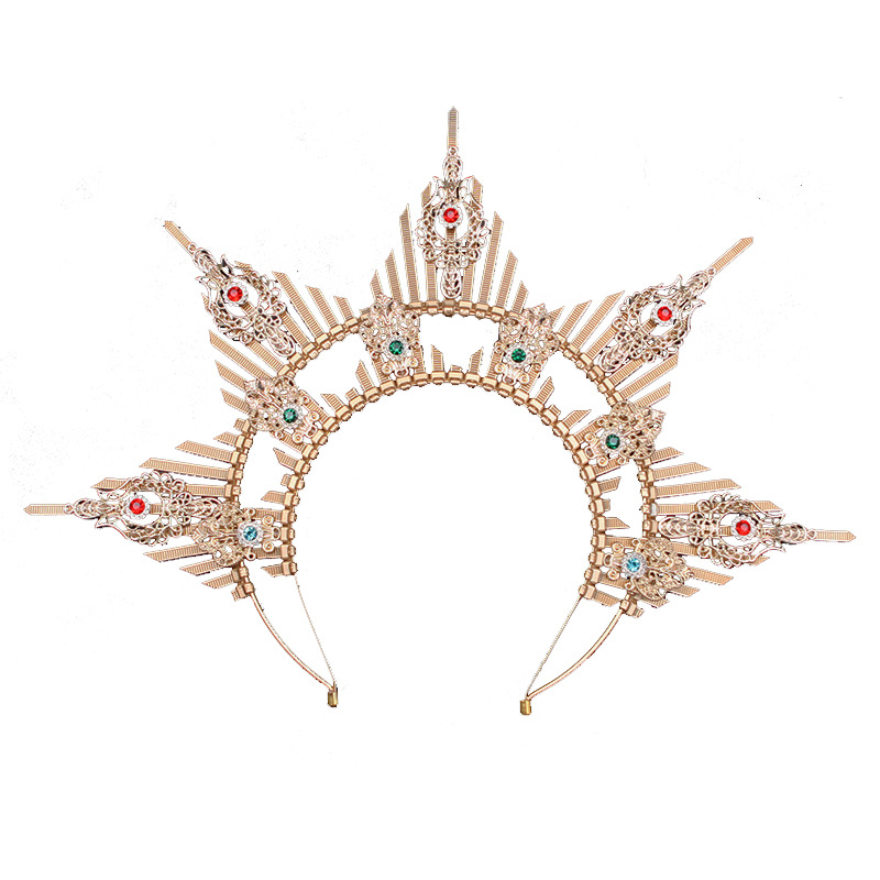 Cross-border Amazon Our Lady Goddess Halo Hair Band Headwear Funny Exaggerated Crown Halloween Witch Dress Up Hair Accessories