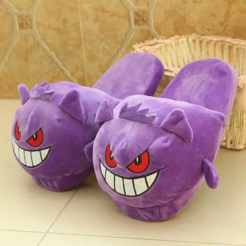 Spot cartoon Pokémon Pikachu plush cotton shoes light velvet slippers sewn shoes parent-child couple fluffy slippers